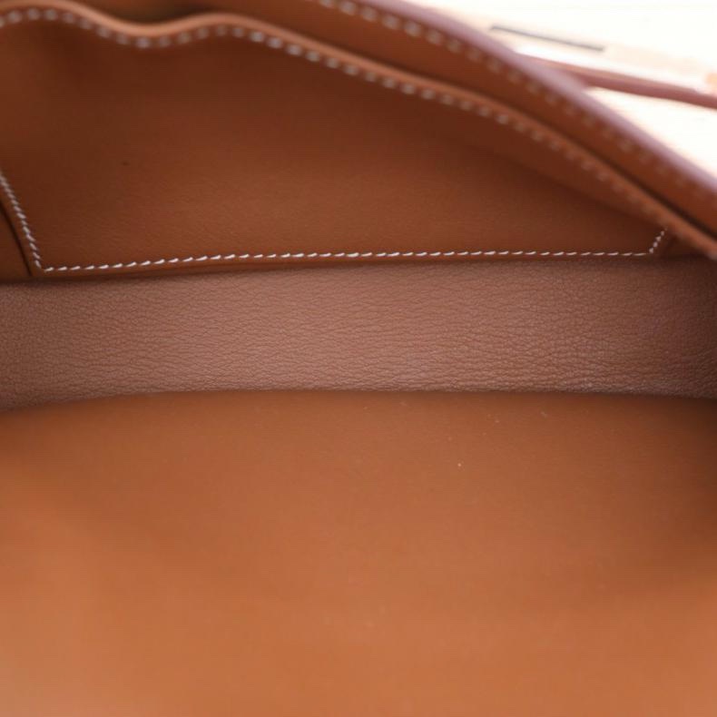 HERMES(愛馬仕) Jypsiere 吉普賽 mini 37金棕色 EC皮 B刻 銀扣-4
