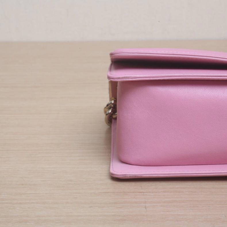 CHANEL(香奈兒) Leboy 中號 25cm 粉紅色  晶片開 金扣 V紋-3