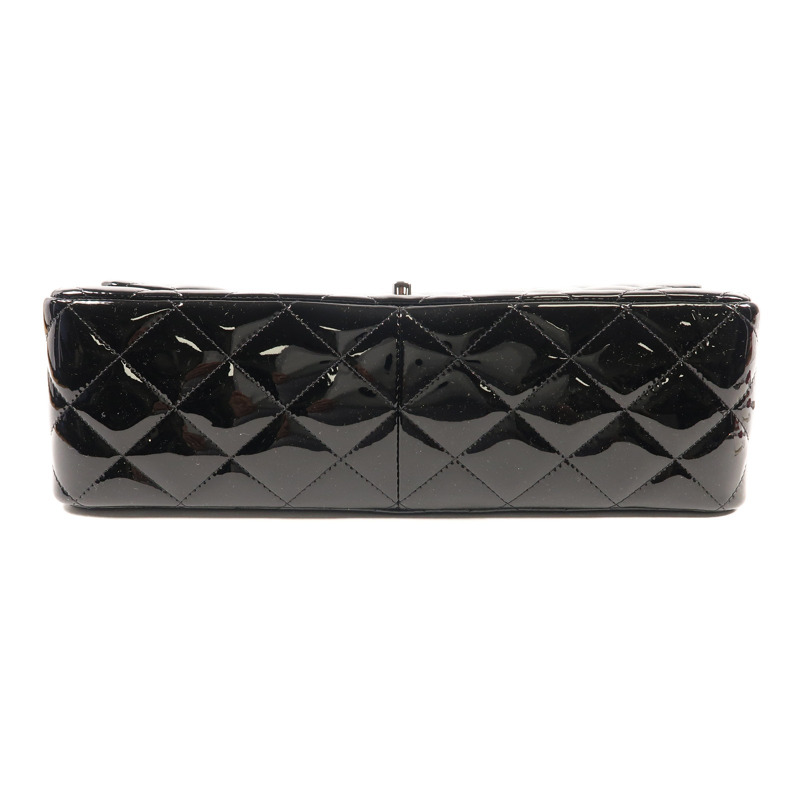 CHANEL 漆皮皮革Large Classic銀扣鏈帶肩背袋-3