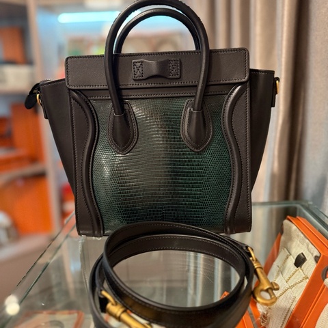 Celine Nano Luggage Lizard 拼接笑臉蜥蜴包