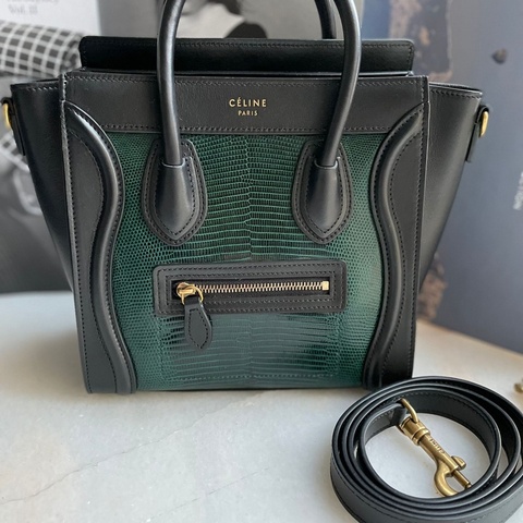 Celine Nano Luggage Lizard 拼接笑臉蜥蜴包