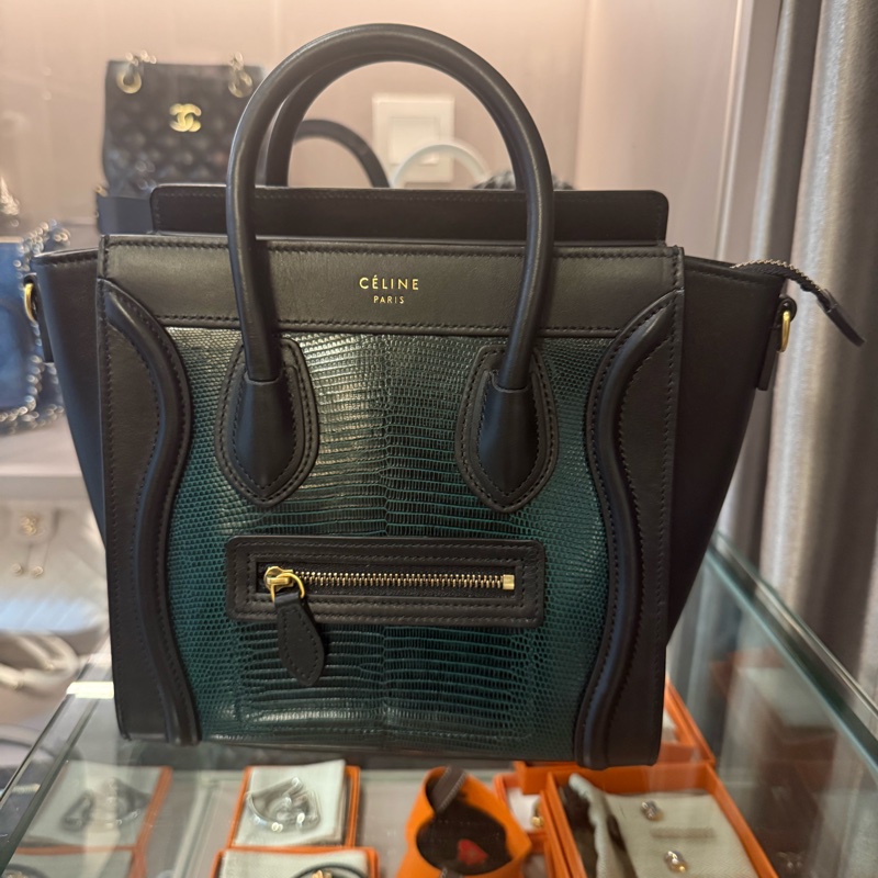 Celine Nano Luggage Lizard 拼接笑臉蜥蜴包-1