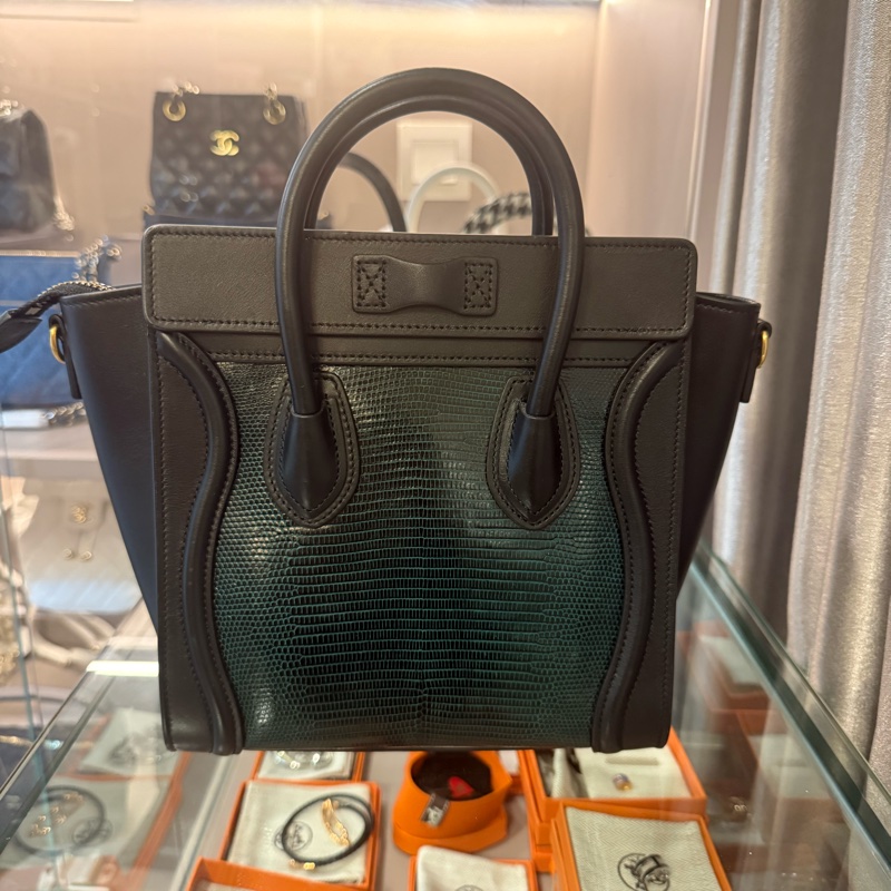 Celine Nano Luggage Lizard 拼接笑臉蜥蜴包-2