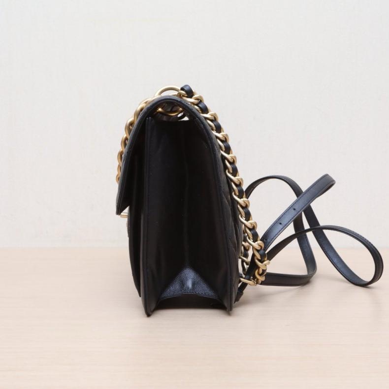 CHANEL(香奈兒) 23S 手柄雙肩包 25cm 黑色  晶片開 金扣-1