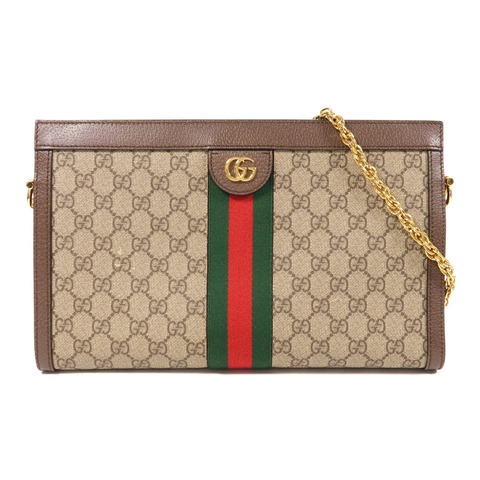 GUCCI 塗層帆布Ophidia金扣鏈帶肩背袋