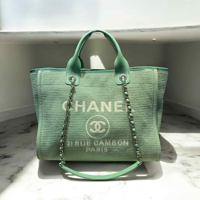 CHANEL 沙灘包/青草綠/晶片款-0