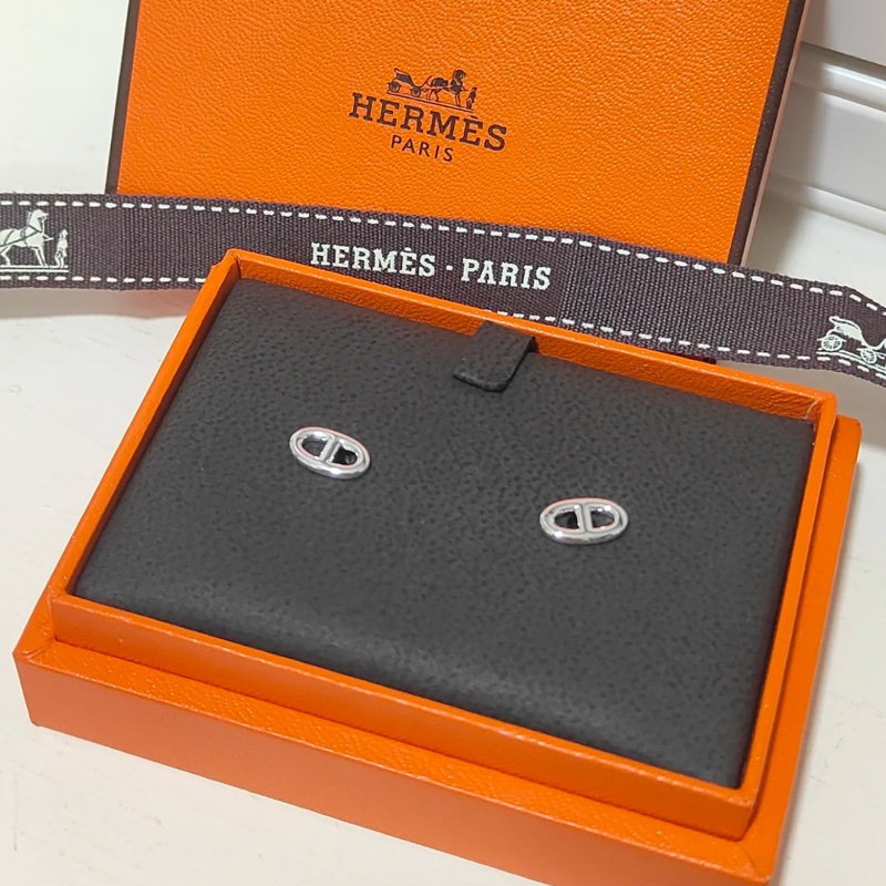 Hermes 豬鼻小 925純銀耳環-0