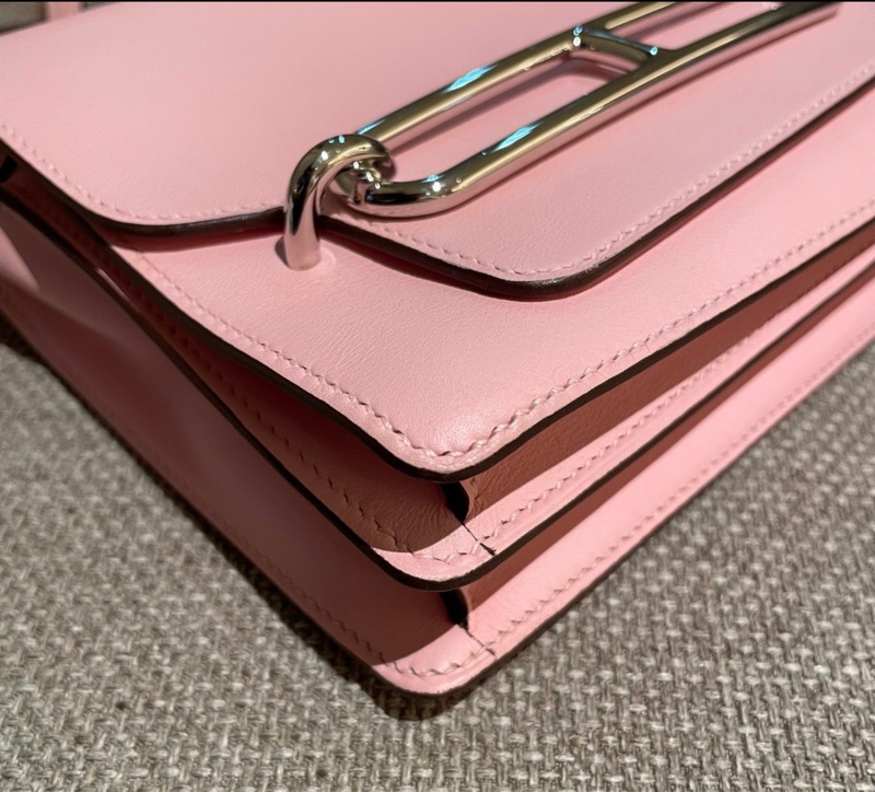 Hermes愛馬仕💓豬鼻子mini roulis19 3Q櫻花粉 銀扣 Z刻-2