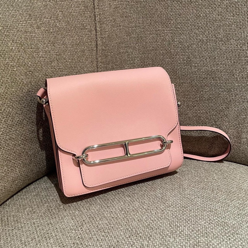 Hermes愛馬仕💓豬鼻子mini roulis19 3Q櫻花粉 銀扣 Z刻-3