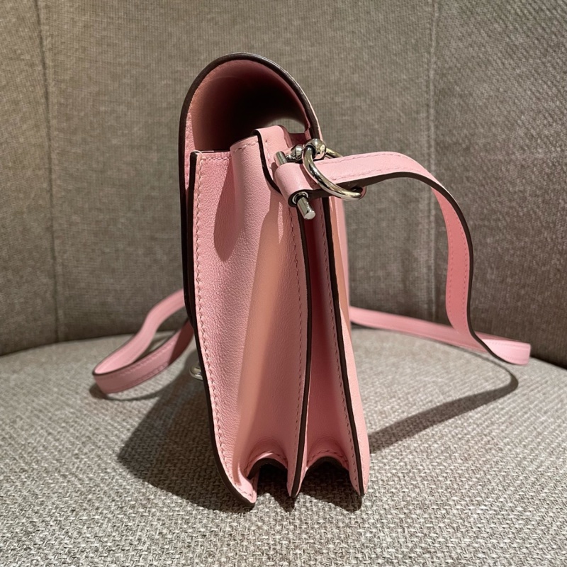 Hermes愛馬仕💓豬鼻子mini roulis19 3Q櫻花粉 銀扣 Z刻-4