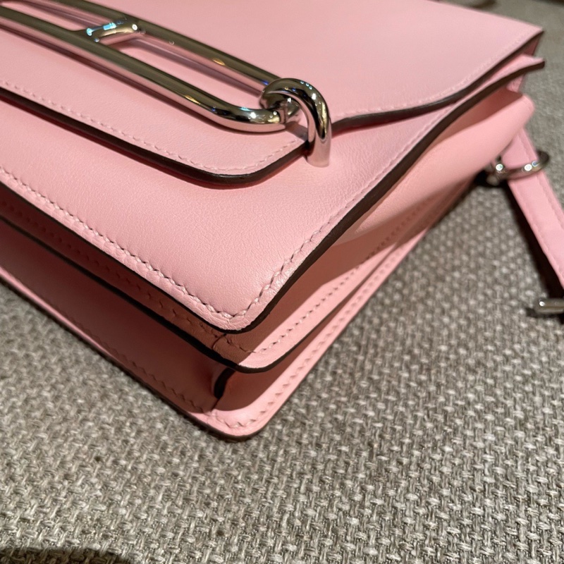 Hermes愛馬仕💓豬鼻子mini roulis19 3Q櫻花粉 銀扣 Z刻-5