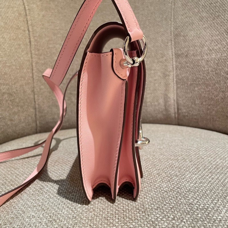 Hermes愛馬仕💓豬鼻子mini roulis19 3Q櫻花粉 銀扣 Z刻-6