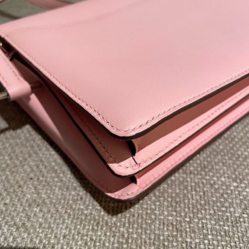 Hermes愛馬仕💓豬鼻子mini roulis19 3Q櫻花粉 銀扣 Z刻-7