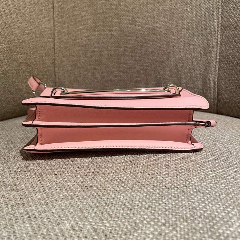 Hermes愛馬仕💓豬鼻子mini roulis19 3Q櫻花粉 銀扣 Z刻-8