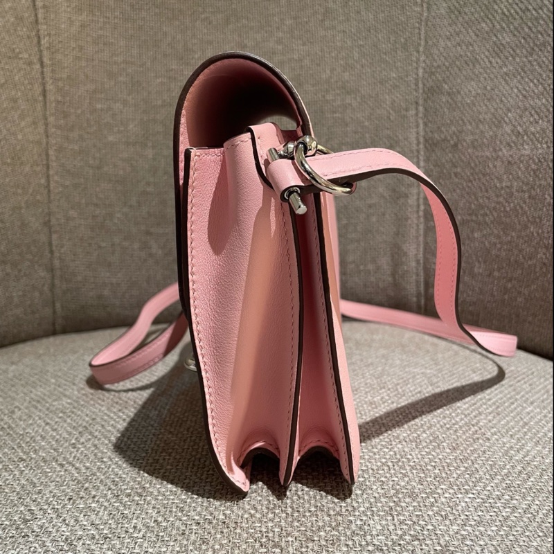 Hermes愛馬仕💓豬鼻子mini roulis19 3Q櫻花粉 銀扣 Z刻-9