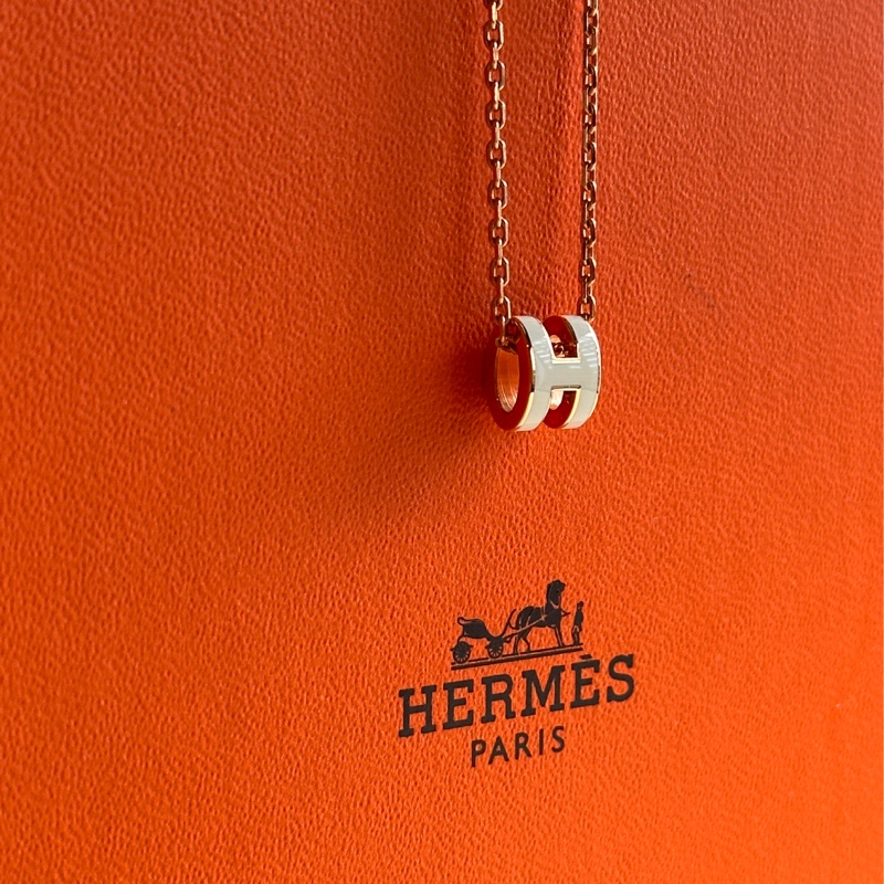 Hermes 愛馬仕 Mini Pop H項鍊💕玫瑰金×白色 全新全配-4