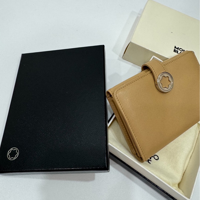 montblanc 萬寶龍 裸色 短夾 中夾 皮夾 皮包 錢包 卡包 卡夾-3
