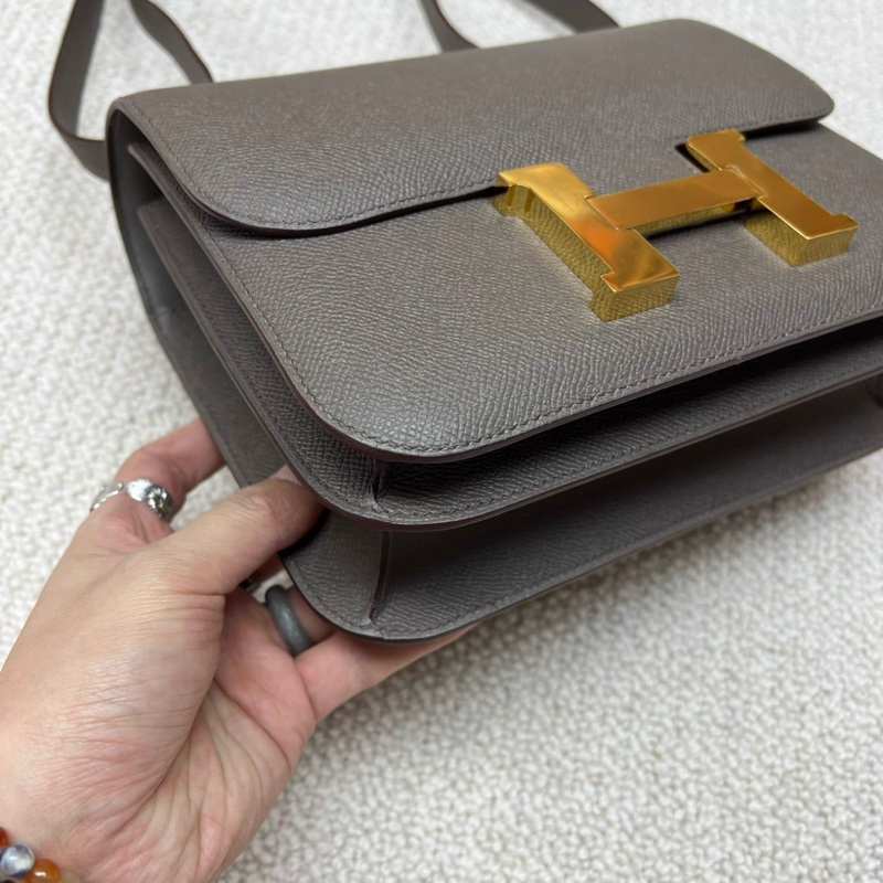 有購證💓 愛馬仕/Hermes 康康24 8F錫器灰 epsom皮金扣 Y刻 2020年2月紐約麥迪遜專櫃抱出 原膜原票保存品-3