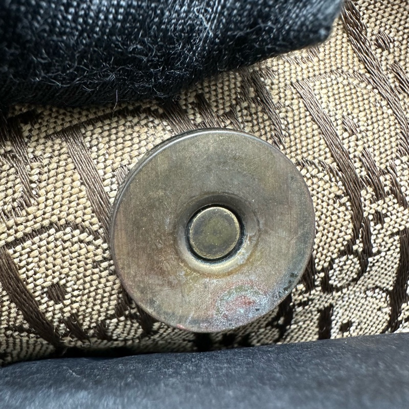 DIOR Trotter Vintage 杏色帆皮拼豹紋 單肩手提包-19