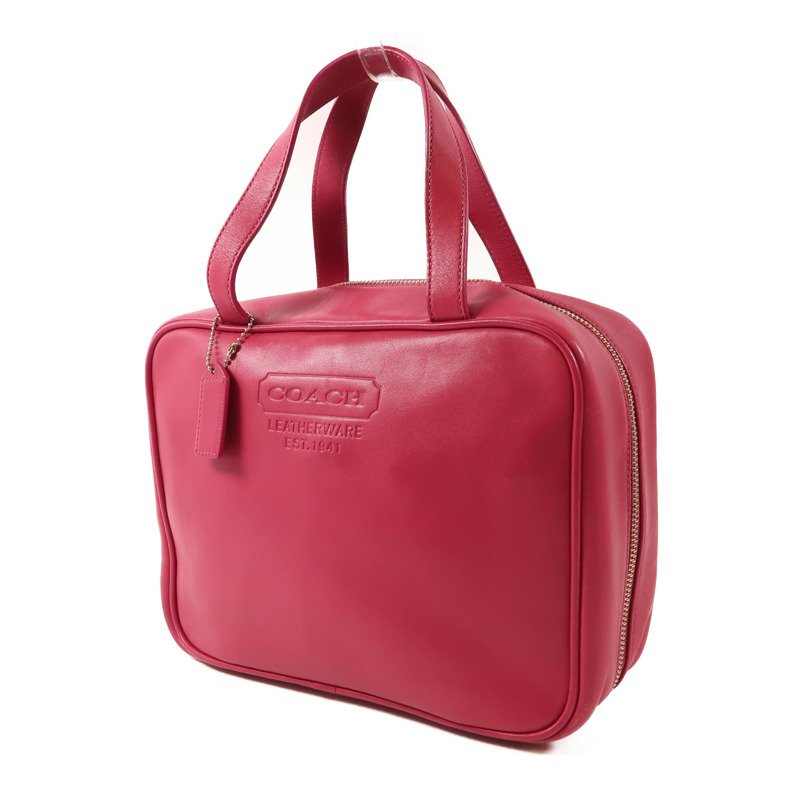 COACH 牛皮皮革Handbag銀扣手挽袋-1