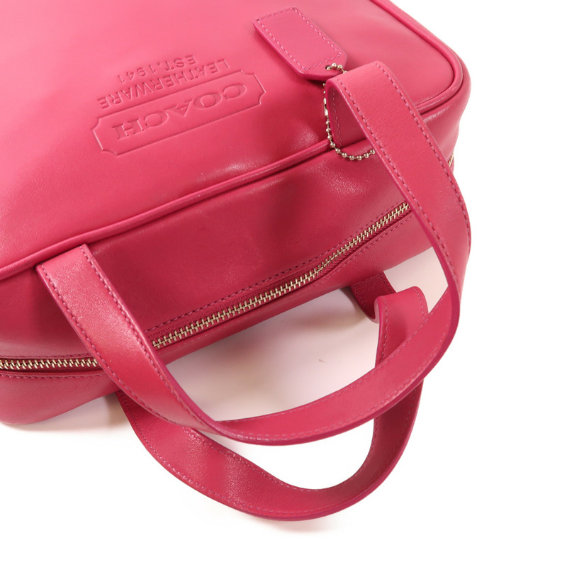 COACH 牛皮皮革Handbag銀扣手挽袋-8