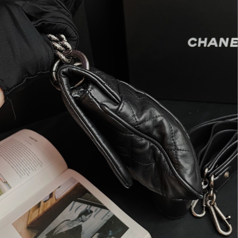 Chanel · 稀有黑銀熔岩鏈條雲朵包 機場包 2Way-6