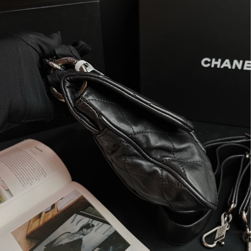 Chanel · 稀有黑銀熔岩鏈條雲朵包 機場包 2Way-7