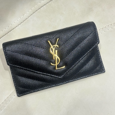 YSL黑金魚子醬五卡零錢卡包