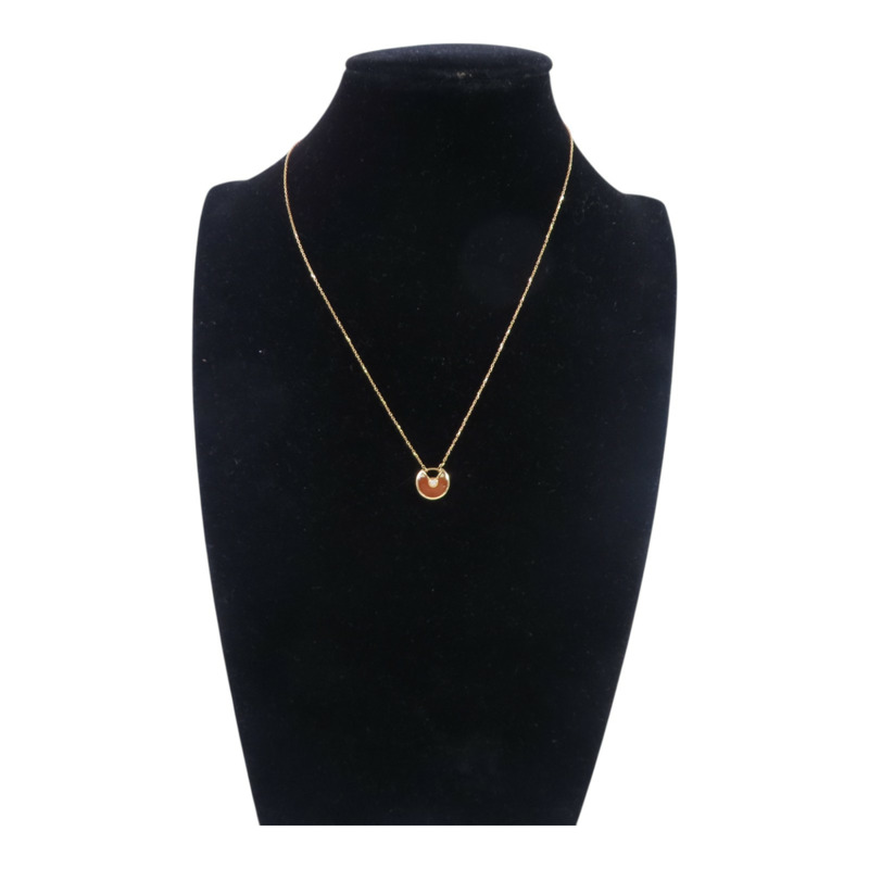 CARTIER 18K玫瑰金/紅玉髓/鑽石Amulette De Cartier Carnelian Diamond Nacklace項鏈-9