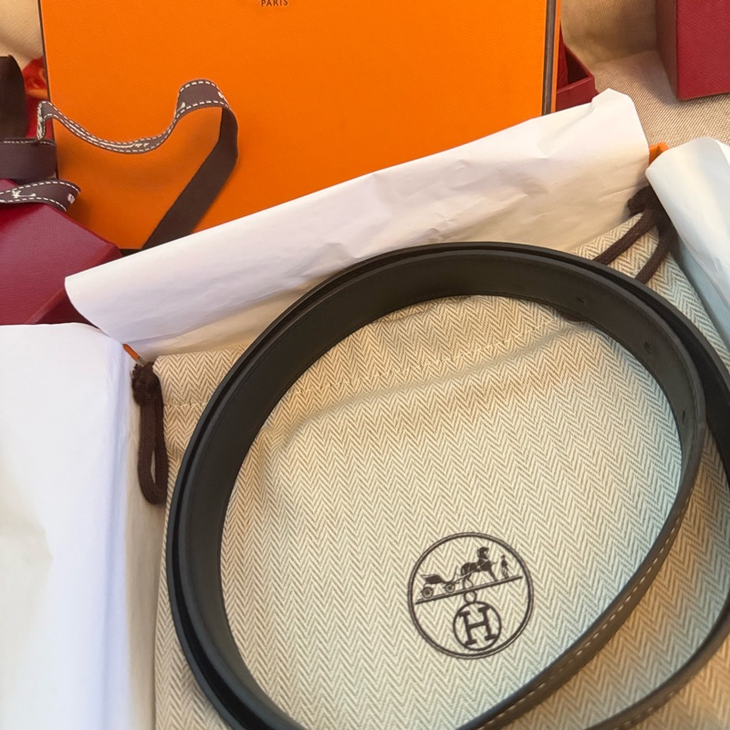 💚 HERMES 磨砂金H釦雙面皮帶 💚-0