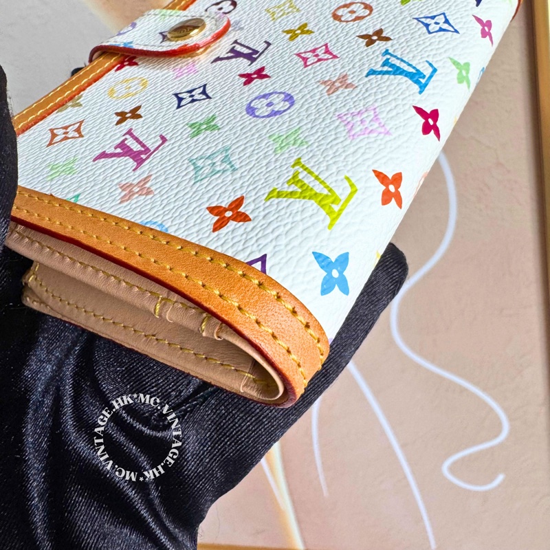 LV Multicolour Wallet 中古 三彩 中長銀包-6