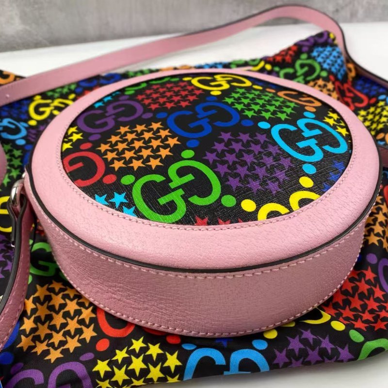 GUCCI Psychedelic系列 魔幻跳跳糖彩色老花Logo圓餅包 19*5*19 99新配件塵袋-6