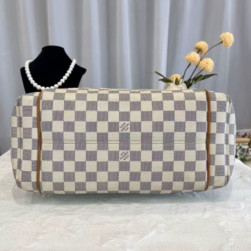 ✨LV Totally 白色棋盤格托特包 中號 33*30*13 96新配件塵袋-4