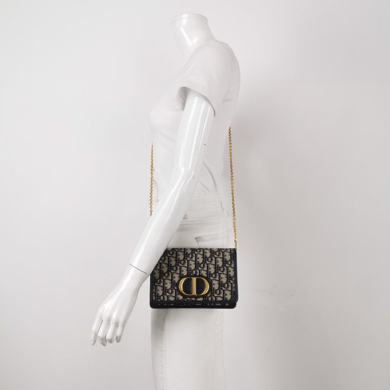 95❤Dior30Montaigne迪奧蒙田牛皮帆布老花斜挎單肩包-1