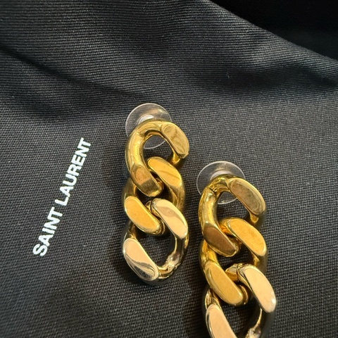 YSL Saint Lauren  經典螺旋金銀耳環 全新