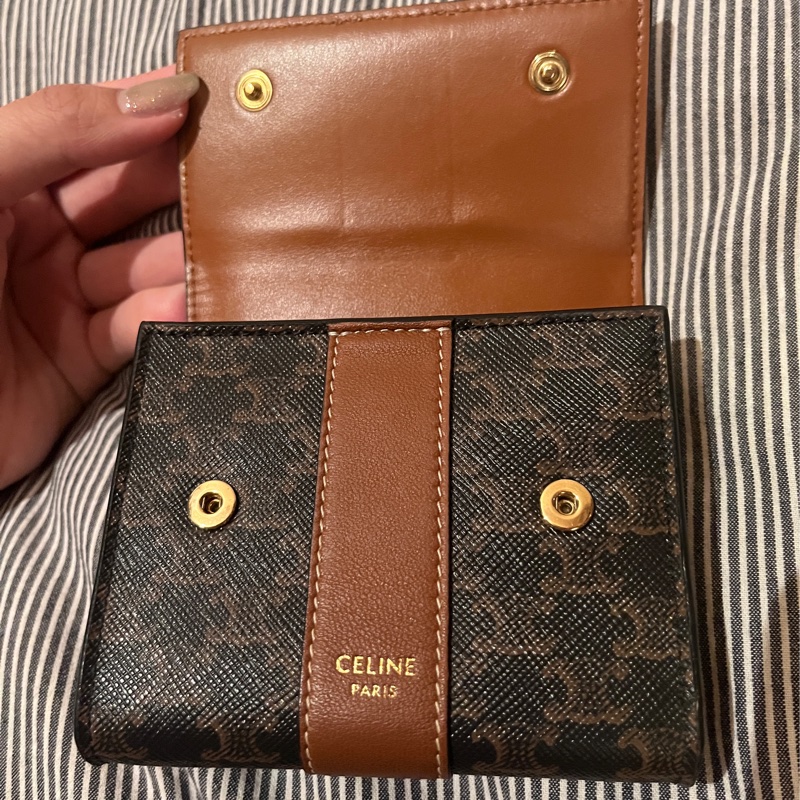 Celine 凱旋門 老花 三折 短夾 二手 現貨 89新-3