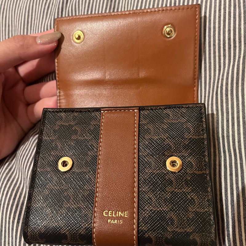 Celine 凱旋門 老花 三折 短夾 二手 現貨 89新-17