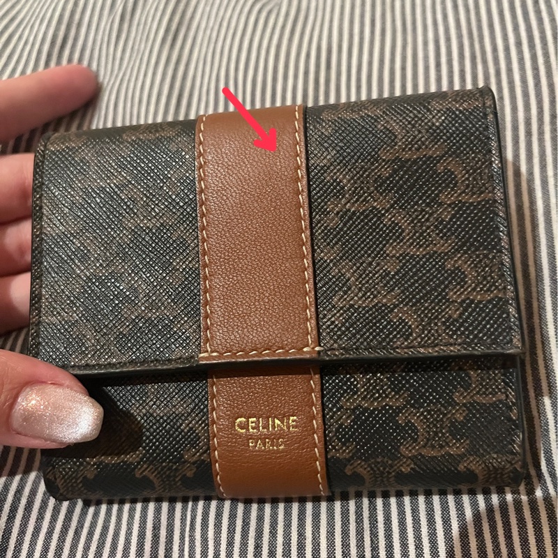 Celine 凱旋門 老花 三折 短夾 二手 現貨 89新-19