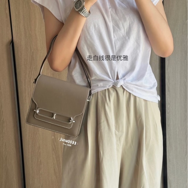 愛馬仕～Hermes roulis mini 19 豬鼻子 大象灰 銀扣 Y刻swift皮-1