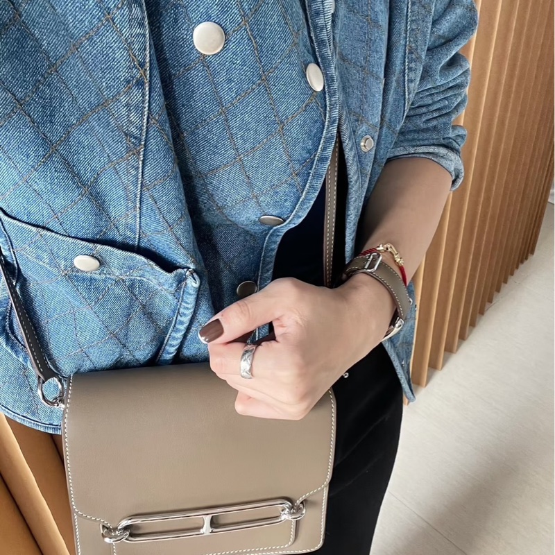 愛馬仕～Hermes roulis mini 19 豬鼻子 大象灰 銀扣 Y刻swift皮-30