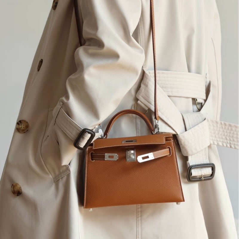 愛馬仕 Hermes mini Kelly二代 金棕銀W刻-4