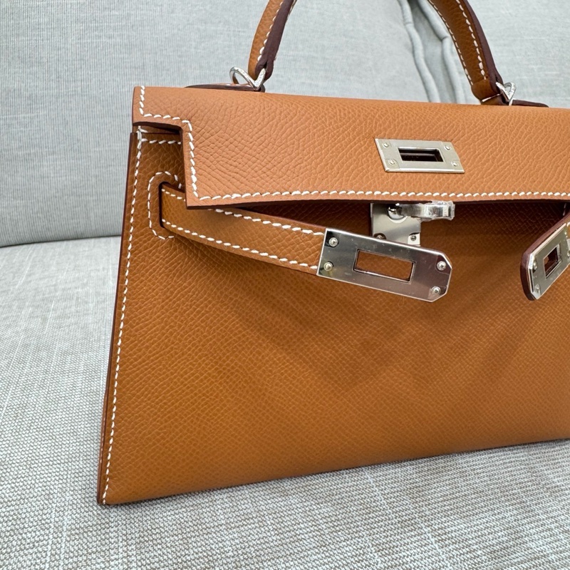 愛馬仕 Hermes mini Kelly二代 金棕銀W刻-22