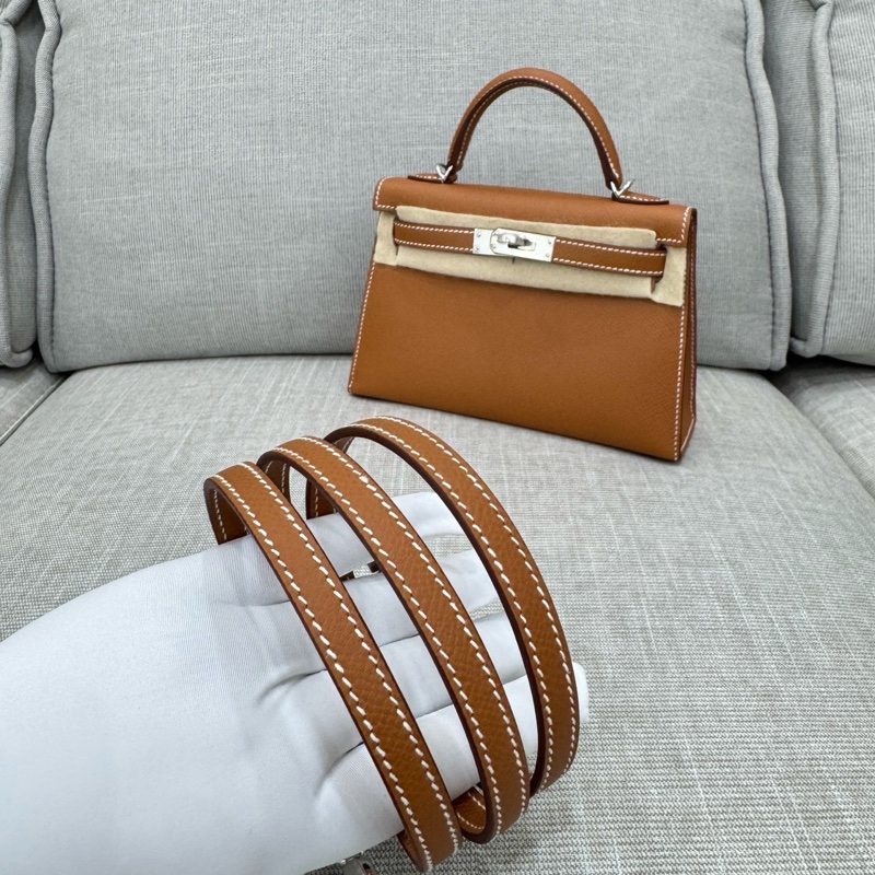 愛馬仕 Hermes mini Kelly二代 金棕銀W刻-27