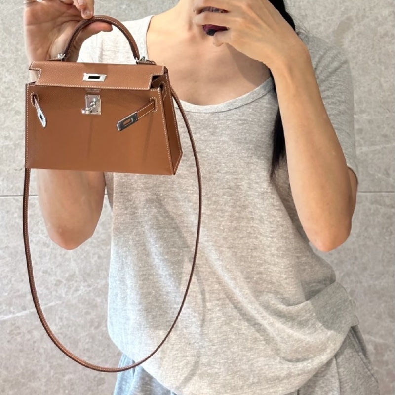 愛馬仕 Hermes mini Kelly二代 金棕銀W刻-32