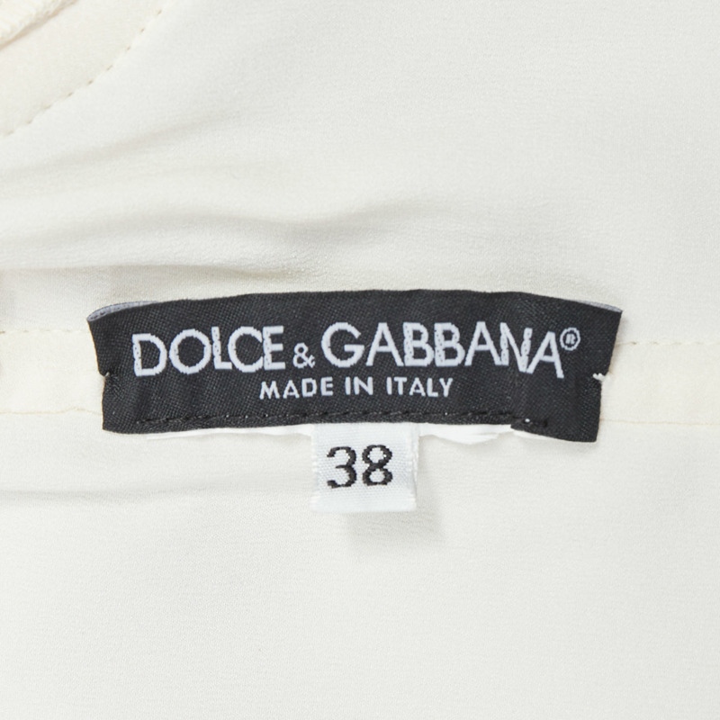 DOLCE GABBANA cream mesh lace trim corset bustier IT38 XS-8