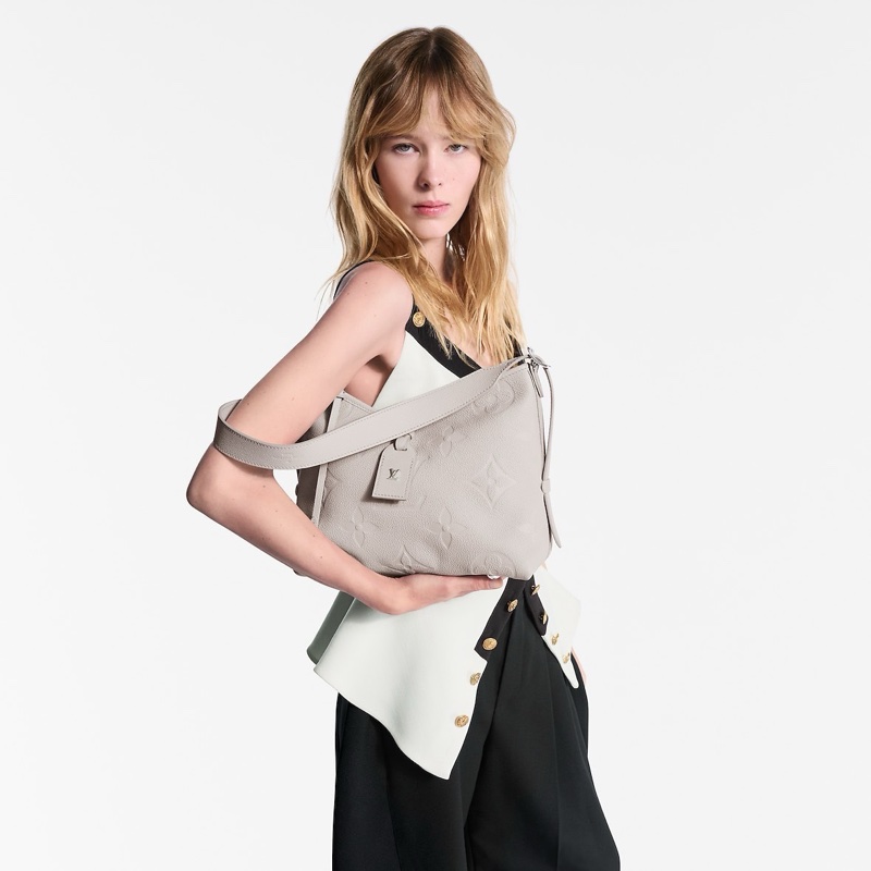 LV 經典CarryAll PM系列Monogram Empreinte皮革壓花肩背包 斜背包(灰色)-1