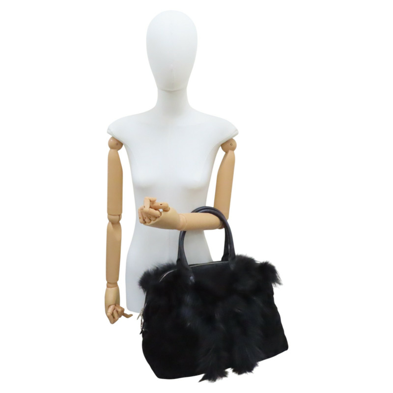 黑色 麂皮 手提包-9