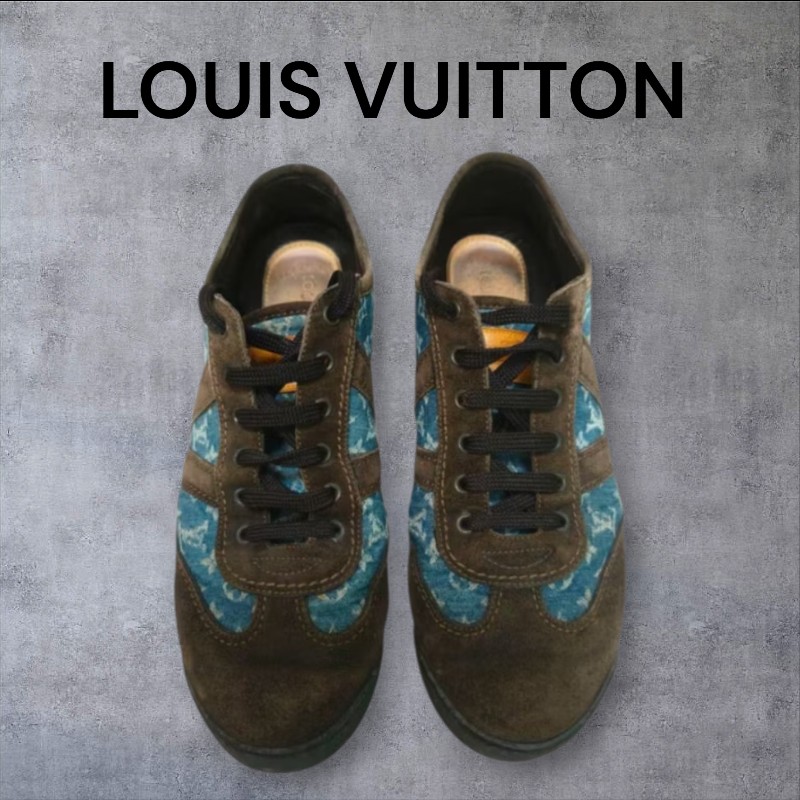【🐴馬上下單最優惠】🧧限時降價至2/11（原$10800）㊣✨Louis Vuitton✨**尺寸：9**路易威登 LV 老花 牛仔 麂皮 刺繡 德訓鞋 休閒鞋/二手鞋/二手精品/保證正品🌳二手樹屋🌳-0