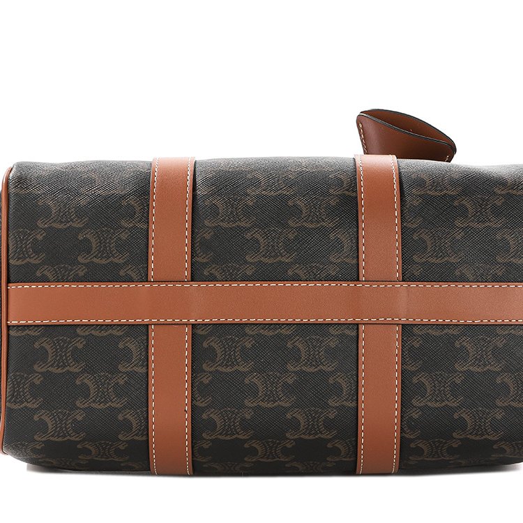 🛫早秋當季新品🛬Celine 121322 中款標誌印花波士頓包 黃褐色-12