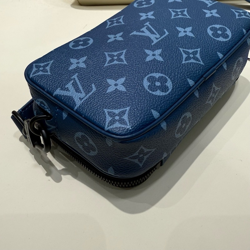 LV Alpha Nano可拆卸可調節肩帶 Monogram 帆布 帆布包單肩斜挎包 大西洋藍-20